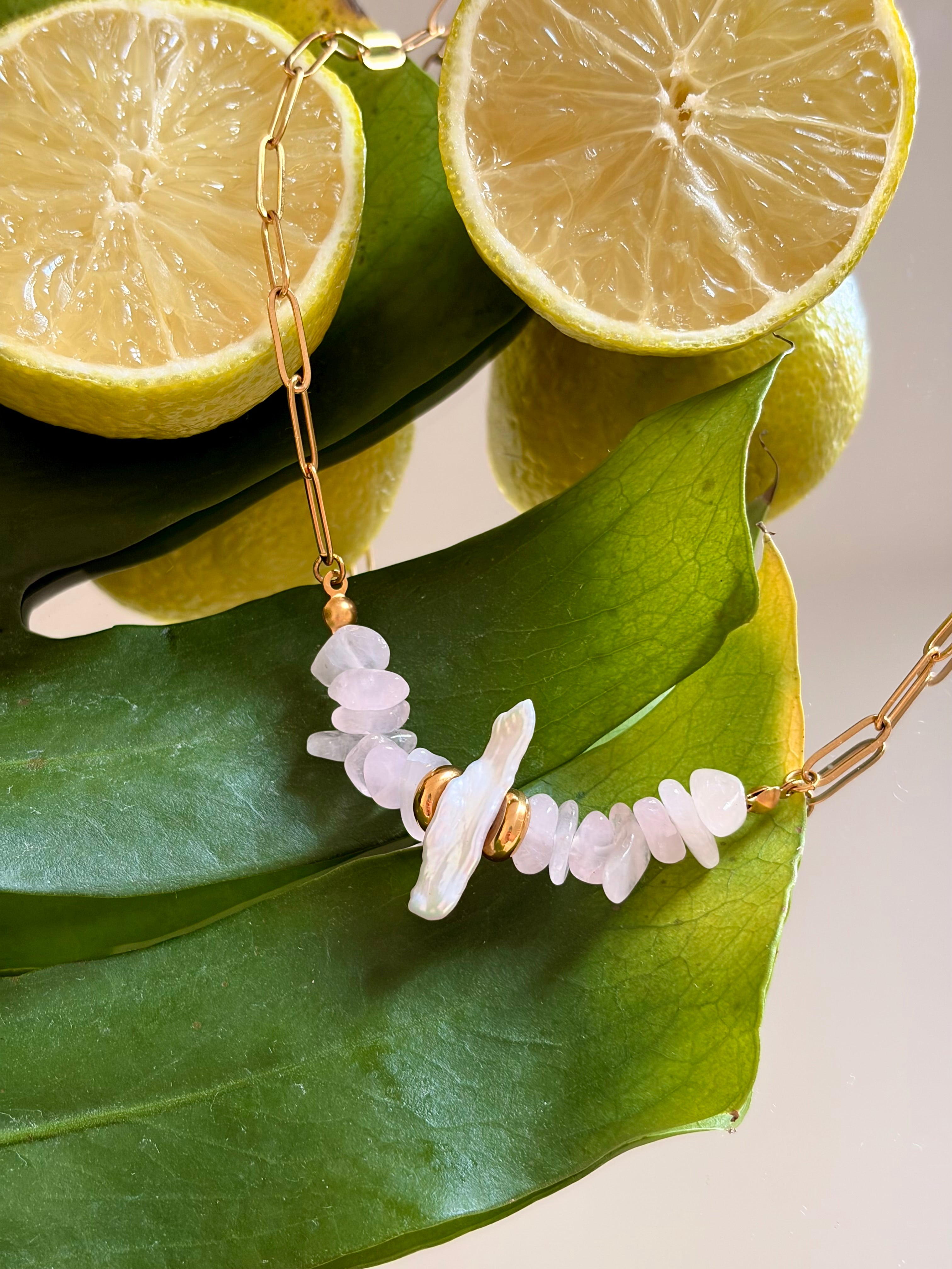 Collier Azaë  —  Quartz rose